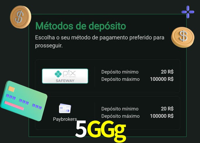 O cassino 5GGg oferece uma grande variedade de métodos de pagamento
